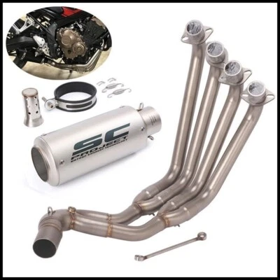 For Honda CBR650R CBR650F 2014-2023 CB650R Full System Exhaust Tips Pipe Silver - Image 1 of 4