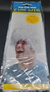 Party City WHITE POM POM HEAD FUN WIG ~ NEW ~ PENN STATE - Picture 1 of 4