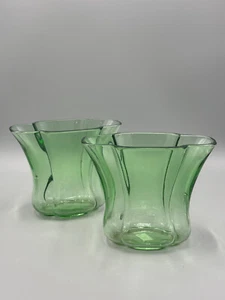 Pair of vintage hand blown green studio glasses art Cups / Bowls - Picture 1 of 11