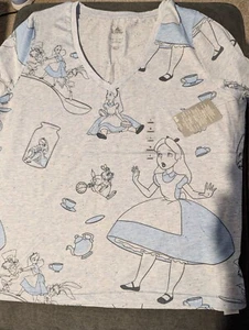 NWT Disney store Alice in Wonderland Women Tee Shirt Top Blue - Picture 1 of 3