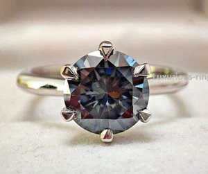 925 Starlingsilber Jubiläumsring, 1,60 Ct Rund geschnitten Grau Moissanit Ring, - Bild 1 von 12