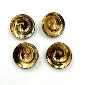 Antique Art Deco Jet Glass Gold Lustre Swirl Relief (3/4 in) Buttons/Set of 4 - Picture 1 of 7