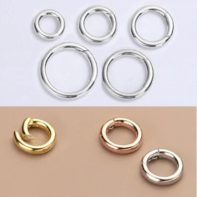 Sprung Hinged Push Gate Clasp.Ring/Circle Connector. 925 sterling silver.10/19mm - Image 1 of 3