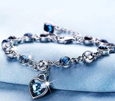 ARMKETTE Armband Armreif  "HIGH FASHION" Herz EDEL SCHMUCK Saphir - Blau NEU&OVP - Bild 1 von 3