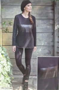LEDERIMITAT EINSÄTZE SHIRT +LEGGINGS Damen Rabatt -20% - Bild 1 von 8