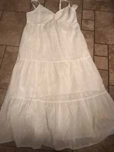 NWT Ophelia Roe L White Eyelet spaghetti Strap Lined Sundress Dress - Picture 1 of 1