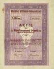 Münchener Glühlampen AG 1923 Gründeraktie WALDEX Duplum 5000 Mark Snowdon Kupons