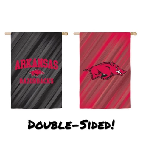 New University of ARKANSAS RAZORBACKS 12.5" x 18" GARDEN FLAG Red & Black SUEDE Cover