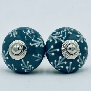 2 Porzellan Keramik Aqua & Weiß Schublade Schrank Türgriffe Griffgriffe - Bild 1 von 6