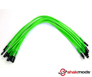 Shakmods Front Panel Green Sleeved Power Reset HDD LED Extension Cable 30cm UK - Picture 1 of 1