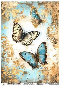 Reispapier DIN A4 Strohseide Decoupage Vintage Shabby Schmetterlinge RE7052 - Bild 1 von 1