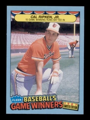 1987 FLEER BASEBALL'S GAME WINNERS #37 CAL RIPKEN JR BALTIMORE ORIOLES - Image 1 of 2
