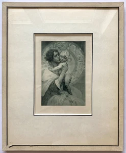 Original Vintage Print ALPHONSE MUCHA -MOTHER AND CHILD -MUCHA'S BIRTHDAY - 1935 - Picture 1 of 16