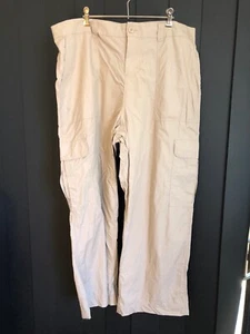 Ladies 20 CARGO Lightweight Cotton Beige Comfort Trousers Wide Leg Pants - Picture 1 of 5