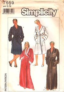 Simplicity 7659 ~ Misses' or Men's Robe In Two Lengths- Front Wrap Robe ~ LG - Picture 1 of 4