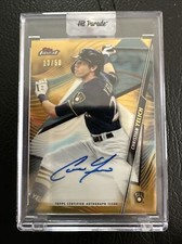 2020 Topps Finest Christian Yelich On Card Auto GOLD Refractor #’d 13/50 BREWERS