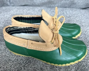Aqua Stop Green/Tan Waterproof Duck Shoes Women Sz 7 M Retail $75 Steel Shank - Picture 1 of 9