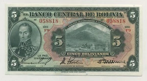 Bolivia 5 Bolivianos L. 1928 Pick 120 UNC Uncirculated Banknote - Picture 1 of 2
