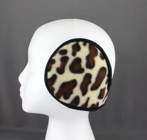 Black Brown Cream cheetah leopard big cat print ear muffs warmers behind hair - Picture 1 of 11