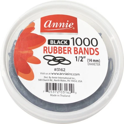 ANNIE 1000 UNIDADES PEQUEÑAS BANDAS ELÁSTICAS PARA EL CABELLO 1/2" NEGRO #3162 Foto 1 de 2