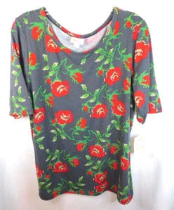 LuLaRoe Damen Pullover Mehrfarbig mit Herzen & Rosen Größe 3X - Bild 1 von 3