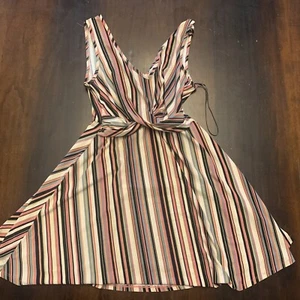 Candies Womens Tank Top M Pink Black White Stripes Polyblend - Picture 1 of 8