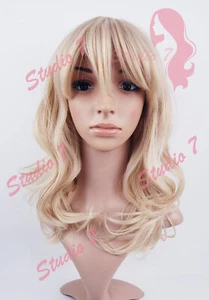 W163 Honey Blonde Mix Wavy Shuolder Length Wig Skin Top studio7-uk - Picture 1 of 7