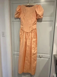 Vintage Union Made Dress Womens 2 Peach Prom Retro 80’s Costume Big Bows~2949 - Picture 1 of 23