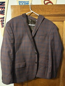 Michael Kors Men's Modern-Fit Wool-Blend Suit Jacket Lt Red/Blue Plaid 44S NWT - Picture 1 of 5