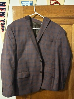 Chaqueta Traje Michael Kors Para Hombre Ajuste Moderno Mezcla Lana Lt Rojo/Azul Cuadros 44S Nueva con Etiquetas Foto 1 de 4