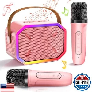 Kids Karaoke Machine with 2 Bluetooth Microphones - Toys for Girls 4 5 6 7 8 - Picture 1 of 5