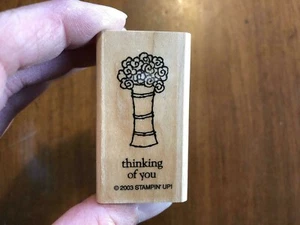 RUBBER STAMP 2003 STAMPIN UP THINKING OF YOU FLOWERPOT Vase Arrangement - Picture 1 of 2