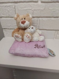 2 NICI Plush Bears On Pink Pillow NWT Sales Sample Rare 32020 - Picture 1 of 12