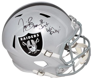 TIM BROWN SIGNED OAKLAND RAIDERS FULL SIZE SPEED HELMET W/ JUST WIN BABY - Picture 1 of 1
