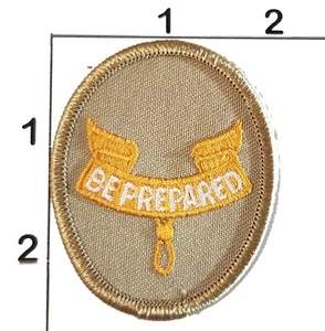 Be Prepared Patch BSA Boy Scouts America Beige Khaki Oval Embroidered Yellow - Picture 1 of 1