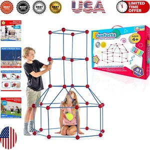 STEM Learning Fun - 81-Piece Kids Fort Building Tent Kit for Indoor/Outdoor Play - Picture 1 of 9