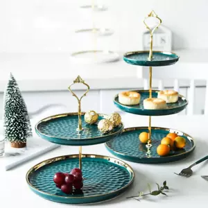 2 Set of round Porcelain Tiered Cupcake Stand, Dessert Plates Stand, Mini Cakes - Picture 1 of 6