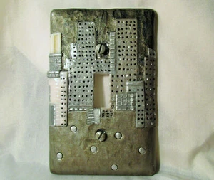 CITY LIGHTS Industrial look LIGHT SWITCH COVER single grey silver smoke tech USA - Picture 1 of 4
