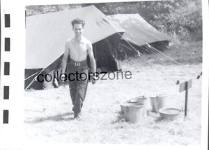 1950's Army Cadet Force Cadet By Tents Summer Camp 4 x 3 inch - Picture 1 of 2