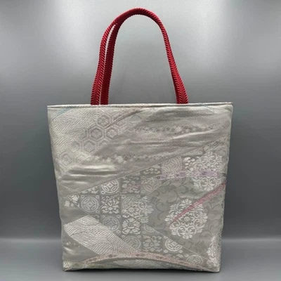 Bolso de Mano Kimono Obijime Hecho a Mano Remake Plateado Foto 1 de 4