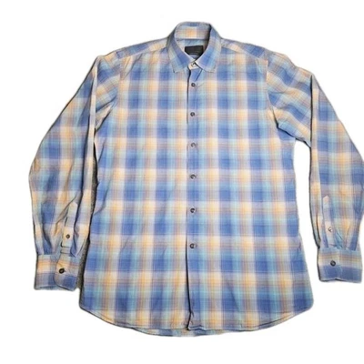 Prada Milano Men’s Blue Plaid Button-Up Shirt 39 15.5 Made in Italy Cotton Rare - Image 1 of 3