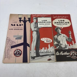 Lot of 3 1958 1964 Signal gas oil road maps Los Angeles - Picture 1 of 5