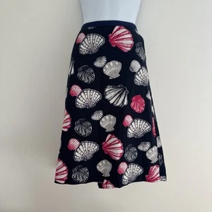 Laura Ashley Shell Print Cotton Linen Blend Skirt With Pockets Size 14 - Picture 1 of 7