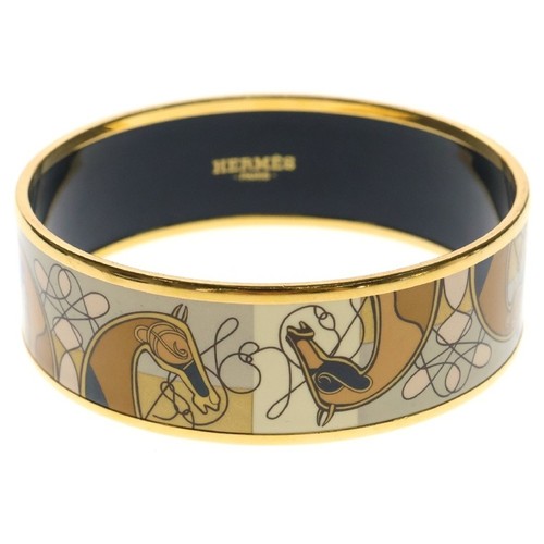 HERMÈS Bracciale cottura HERMES smalto GM motivo cavallo beige x oro GP cloisonne usat