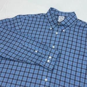 Camisa Brooks Brothers Hombre Grande Regent Supima Azul Cuadros Abotonada Manga Larga - Imagen 1 de 7