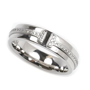 TIFFANY & Co. T TWO Narrow Ring diamond K18WG US#4.75~5 P0038651 - Picture 1 of 8
