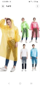 10 Pack Of Adult Emergency Waterproof Rain Poncho Hiking Coat Sleeves and Hooded - Picture 1 of 3