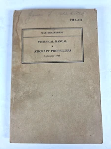 TM 1-412 War Department Technical Manual Aircraft Propellers 1944 Paperback - Picture 1 of 15