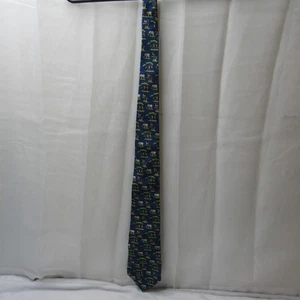 Salvatore Ferragamo Silk Tie Blue Wild Animals Trees Andersen Consulting Vintage - Picture 1 of 9
