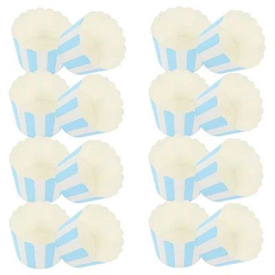 50PCS Blue Stripe Paper Baking Cups for Cupcake Decorating and Treats - Bild 1 von 4
